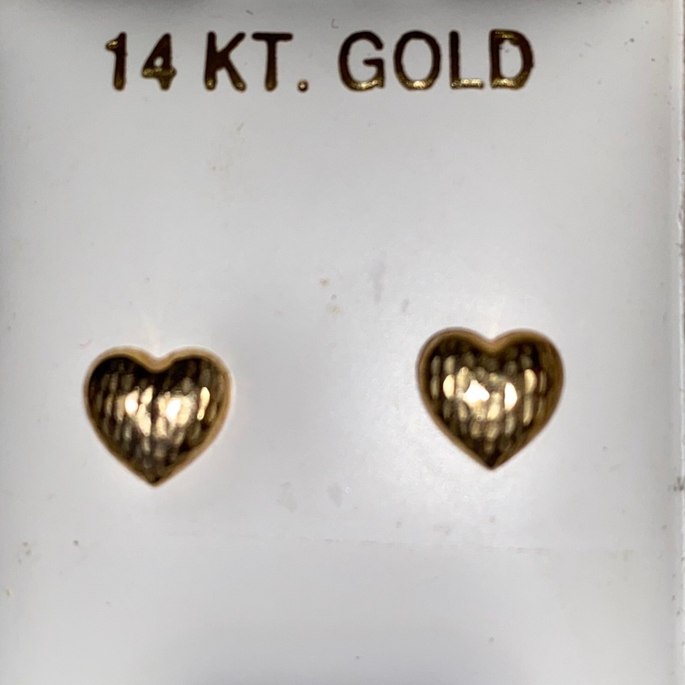 14 kt Diamond Cut Heart earrings - Picture 2 of 4
